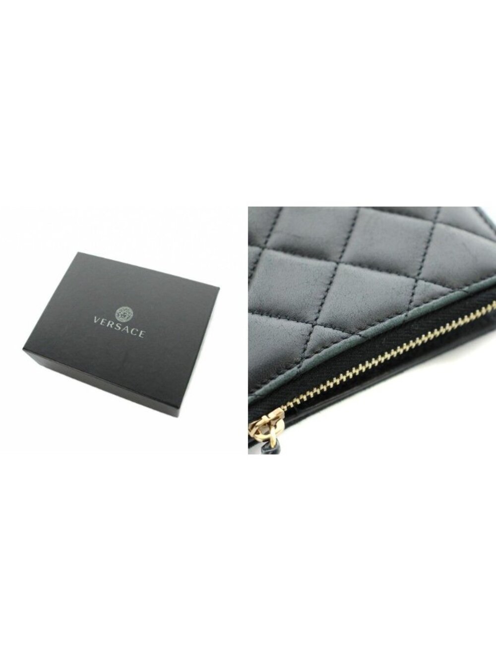 Versace Bifold Wallet Logo Leather Medusa Quilted Black - Picture 9 of 9